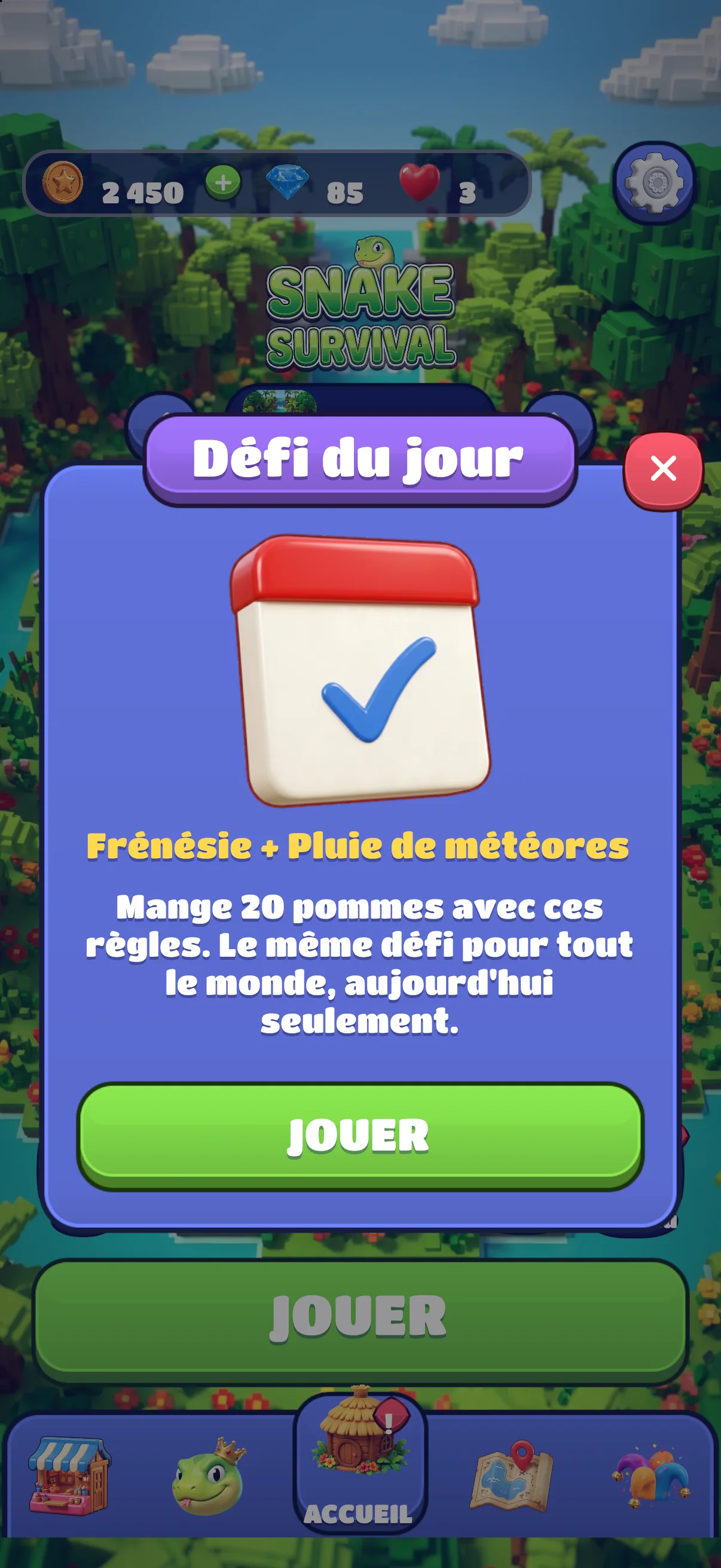 Défi du jour : le même pour tous les joueurs